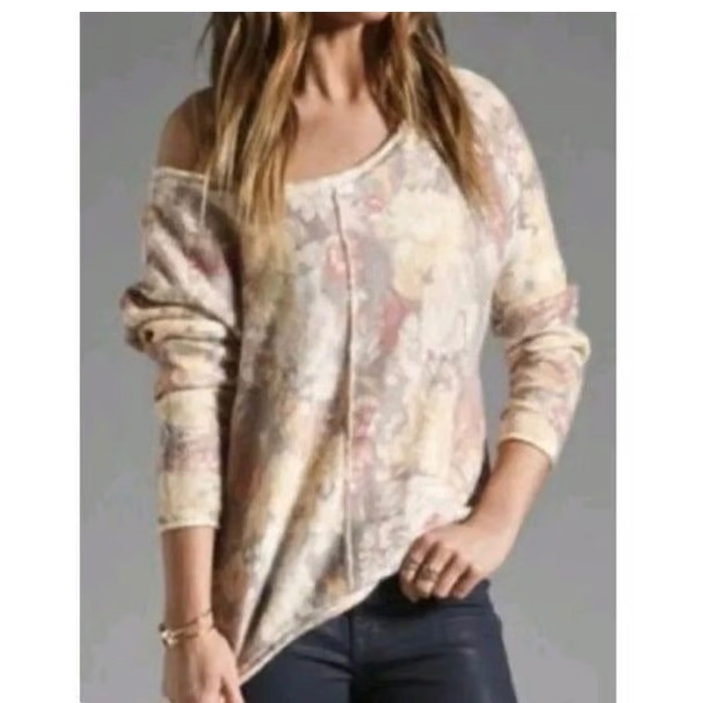 Free People Floral Bomb Knit Pullover Sweater Wool Angora Blend XS